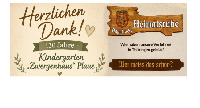 130 Jahre Kindergarten „Zwergenhaus“ Plaue: Unsere Heimatstube Angelroda unterstützt historische Jubiläumsausstellung